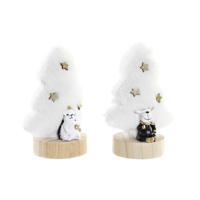 Kerstversiering DKD Home Decor Boomstructuur Polyester MDF Hars (12 x 8 x 15,5 cm) (2 Stuks)