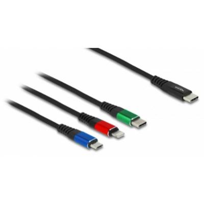 Delock USB-laadkabel USB 2.0 USB-C stekker, USB-C stekker, USB-micro-B stekker, Apple Lightning stekker 1.00 m Zwart 86596