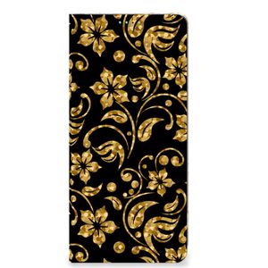 OPPO A98 5G Smart Cover Gouden Bloemen