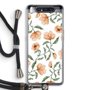 Peachy flowers: Samsung Galaxy A80 Transparant Hoesje met koord