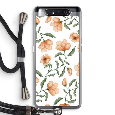Peachy flowers: Samsung Galaxy A80 Transparant Hoesje met koord