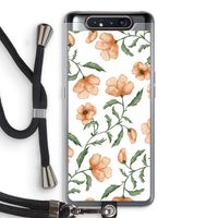 Peachy flowers: Samsung Galaxy A80 Transparant Hoesje met koord