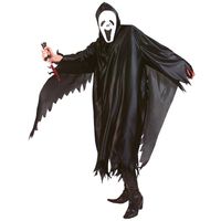 Halloween Scream verkleed cape/gewaad met kap - Spook/geest - zwart - Voor volwassenen One size  - - thumbnail