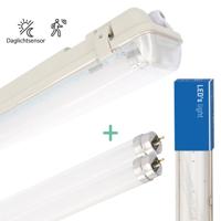 LED's Light LED TL Armatuur licht balk met sensor - incl Dubbele buis 2x14W 120cm 4000K Bewegingssensor en nachtsensor - Waterdicht - 150lm/w