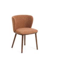 Kave Home Ciselia eetkamerstoel dik chenille Terra poot donker hout