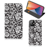 iPhone 12 | iPhone 12 Pro Smart Cover Black Flowers - thumbnail