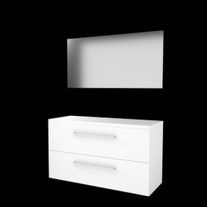 Basic-Line Ultimate 46 badkamermeubelset - 120x46cm - met grepen - 2 lades - wastafelblad - Spiegel - verlichting MDF lak Ice White 1813612