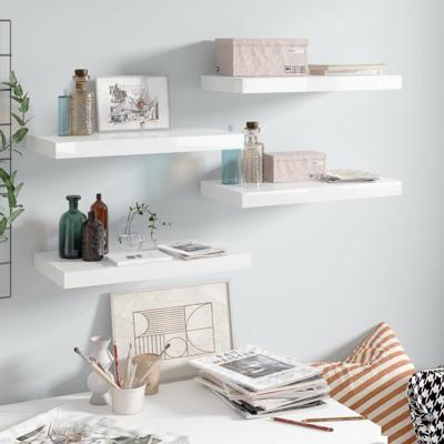 Wandschappen zwevend 4 st 50x23x3,8 cm MDF hoogglans wit