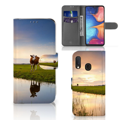 Samsung Galaxy A20e | Telefoonhoesje | Met pasjeshouder | Koe