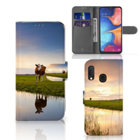 Samsung Galaxy A20e | Telefoonhoesje | Met pasjeshouder | Koe