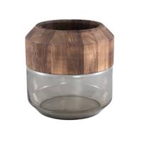 PTMD Yacin Brown glass vase with wood top L