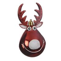 1x Kerstbal - figuurtjes - rendier - Rudolph - kerst rood - 11 cm