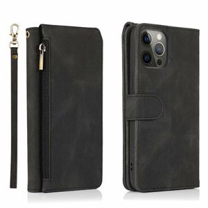 iPhone 14 Pro hoesje - Bookcase - Pasjeshouder - Portemonnee - Rits - Kunstleer - Zwart