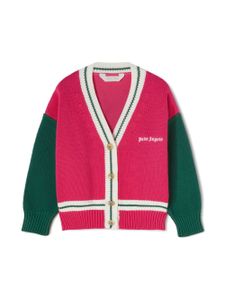 Palm Angels Kids cardigan colour block à imprimé ourson - Rose