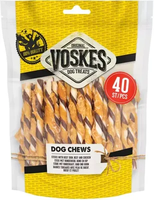 Voskes stick runderhuid, rund & kip 40st, 400g