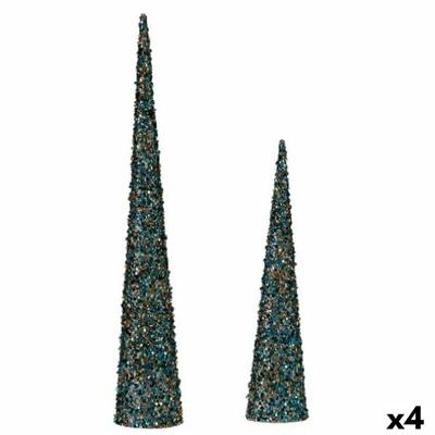 Figurenset Kegels Pailletten Blauw Gouden Plastic (4 Stuks)