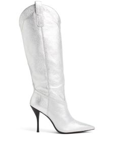 Stuart Weitzman bottes d'inspiration western métallisée - Argent