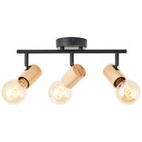 Brilliant Plafondlamp Kerry 3-lichts zwart met hout 99715/76