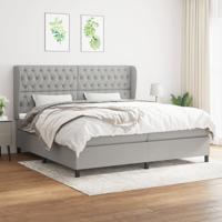 Boxspring met matras stof lichtgrijs 200x200 cm