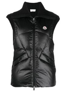 Moncler gilet matelassé à patch logo - Noir