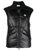 Moncler gilet matelassé à patch logo - Noir