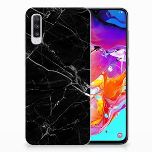 Samsung Galaxy A70 TPU Siliconen Hoesje Marmer Zwart - Origineel Cadeau Vader