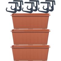 3x Kunststof Agro plantenbakken/bloembakken terracotta 9 liter met ophangbeugels