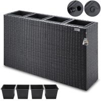 Polyrattan Bloembak 4 delig - Zwart - 95 x 27 x 60 cm