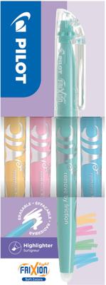 Pilot FriXion Light markeerstift Soft, doos van 4 stuks: roze, oranje, groen, blauw