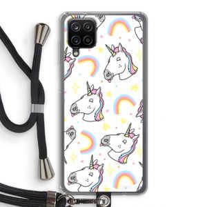 Rainbow Unicorn: Samsung Galaxy A12 Transparant Hoesje met koord