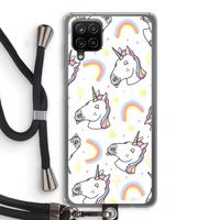 Rainbow Unicorn: Samsung Galaxy A12 Transparant Hoesje met koord