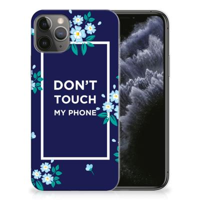 Apple iPhone 11 Pro Silicone-hoesje Flowers Blue DTMP Apple iPhone 11 Pro Silicone-hoesje Flowers Blue DTMP