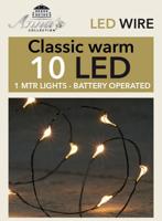 LED INDOOR ZWART DRAAD 10L/1M LED WARM WIT - 10CM AANLOOPSNOER INCL 2X CR2032/IP20 - Annas collection