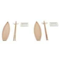 Sushi-set DKD Home Decor 8 x 5 x 2 cm Keramisch Natuurlijk Wit Orientaals