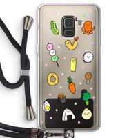 Happy bento friends: Samsung Galaxy A8 (2018) Transparant Hoesje met koord