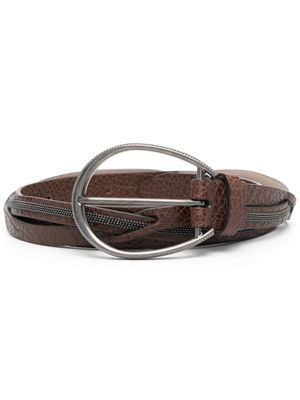 Brunello Cucinelli ceinture en cuir à détail torsadé - Marron