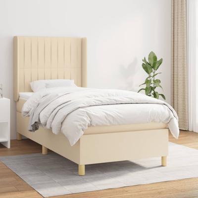 Boxspring met matras stof crèmekleurig 90x200 cm