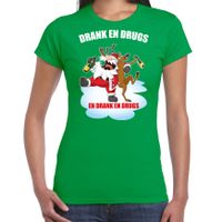 Fout Kerstshirt / outfit Drank en drugs groen voor dames - thumbnail