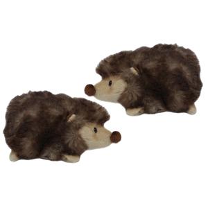 Knuffeldier Egel - 2x - zachte pluche stof - bruin - kwaliteit knuffels - 15 cm