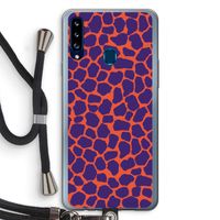 Purple Giraffe: Samsung Galaxy A20s Transparant Hoesje met koord Purple Giraffe: Samsung Galaxy A20s Transparant Hoesje met koord