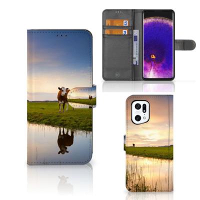 OPPO Find X5 Pro | Telefoonhoesje | Met pasjeshouder | Koe
