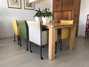 Set van 6 leren kuip eetkamerstoelen - met wieltjes - diverse kleuren - Echt leer, Modern, ontdek de vele Leersoorten en Kleuren bij ShopX