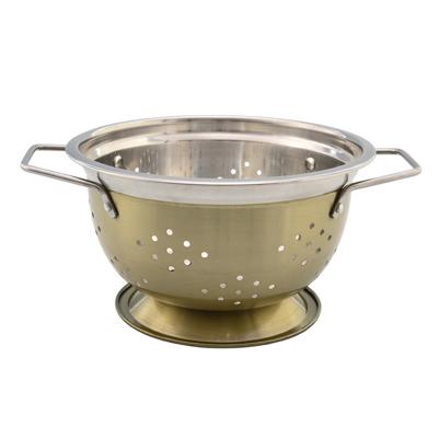 Keuken vergiet / zeef - metaal - goud - 21 x 13 cm - Kookgerei - Zeven - RVS