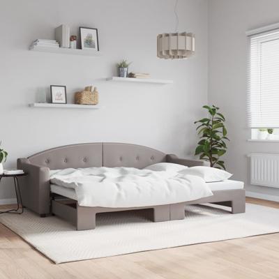 Slaapbank met onderschuifbed 80x200 cm stof taupe