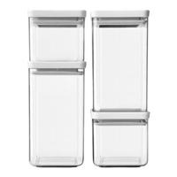 Brabantia Tasty+ Stapelbare Voorraadbus Set van 4 - 2 x 0,7 en 2 x 1,6 L - Wit