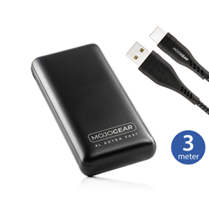 MOJOGEAR MINI XL 20.000 mAh EXTRA FAST powerbank met USB-C naar USB kabel Extra Sterk 3m