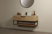 Badezimmermöbel Hell Eiche Culma 120 cm mit Schwarzem Stahlrahmen