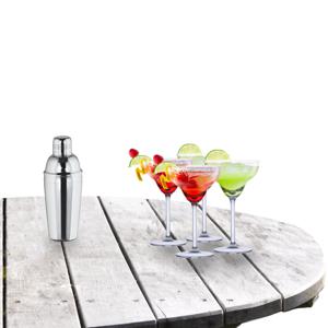 Cocktailshaker set met 4x stuks Margarita cocktailglazen 250 ml