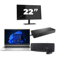 HP EliteBook 835 G8 - AMD Ryzen 3 PRO 5450U - 13 inch - 8GB RAM - 256GB SSD - Windows 11 Home + 1x 22 inch Monitor