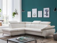 Converteerbare hoekbank GISSO met longchair rechts eco-leder wit - thumbnail